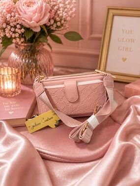 Blush Pink Quilted Crossbody Wallet-NWT